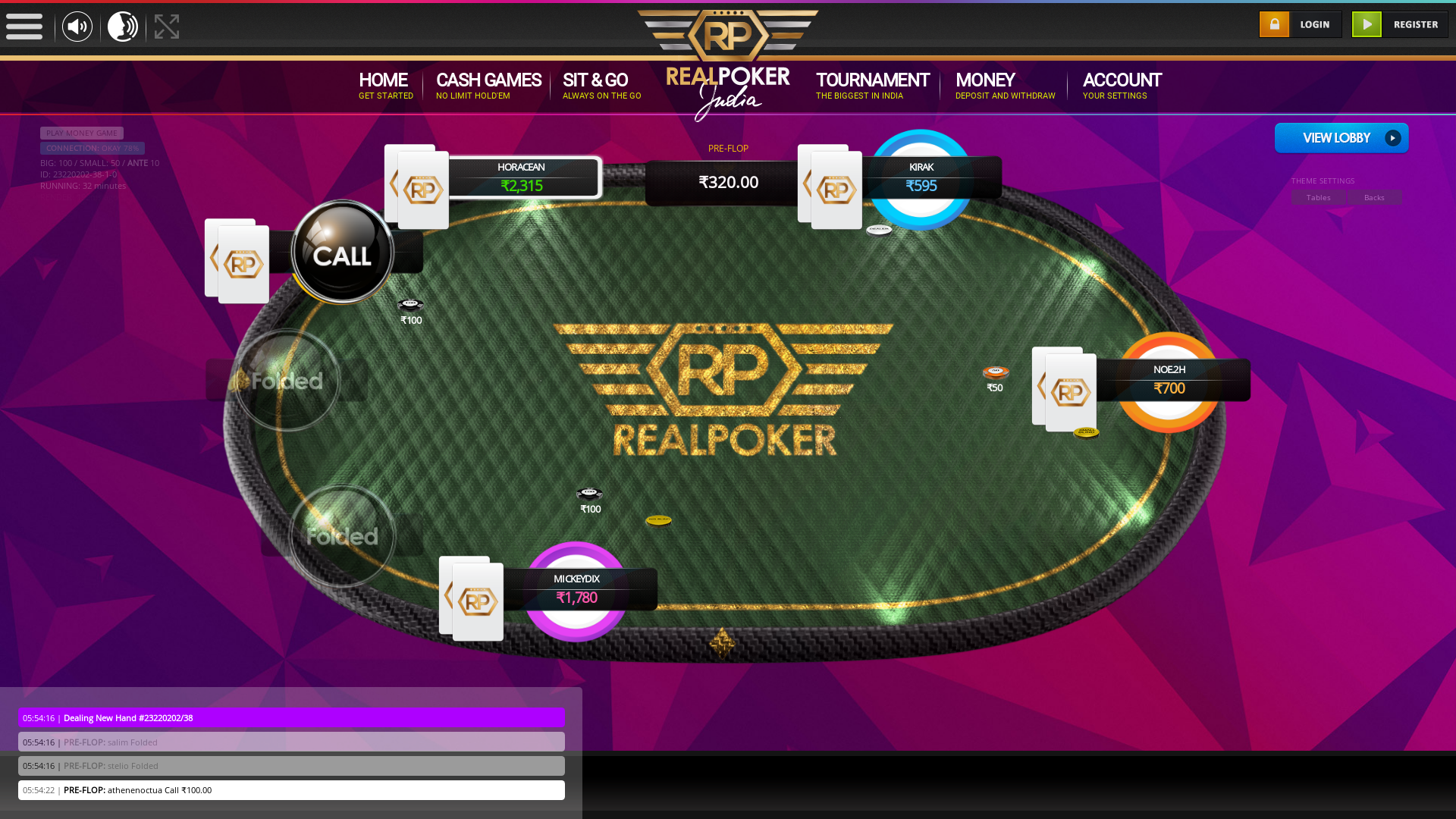 Real poker 10 player table in the 32nd minute of the match
