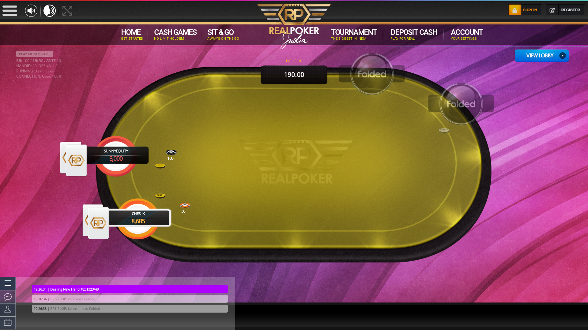 Real poker 10 player table in the 32nd minute of the match