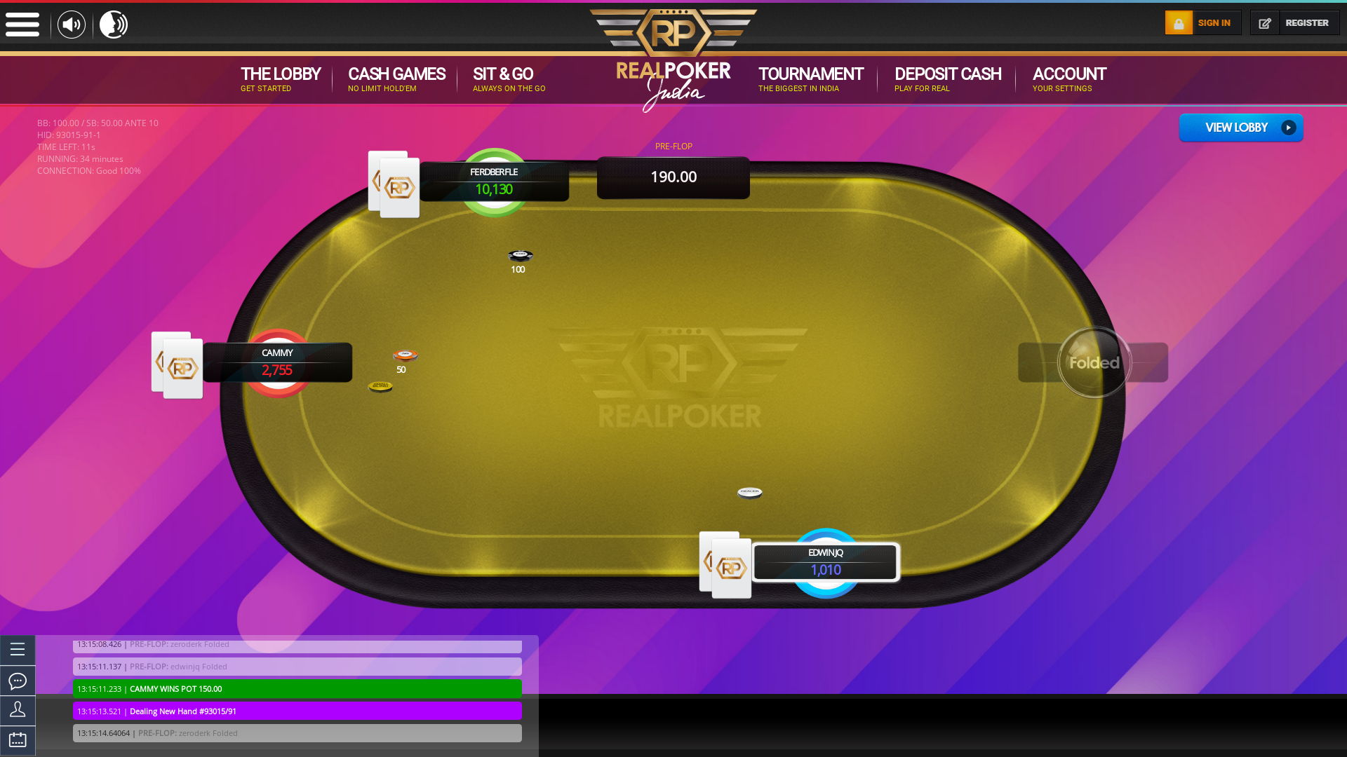 Real poker 10 player table in the 33rd minute of the match