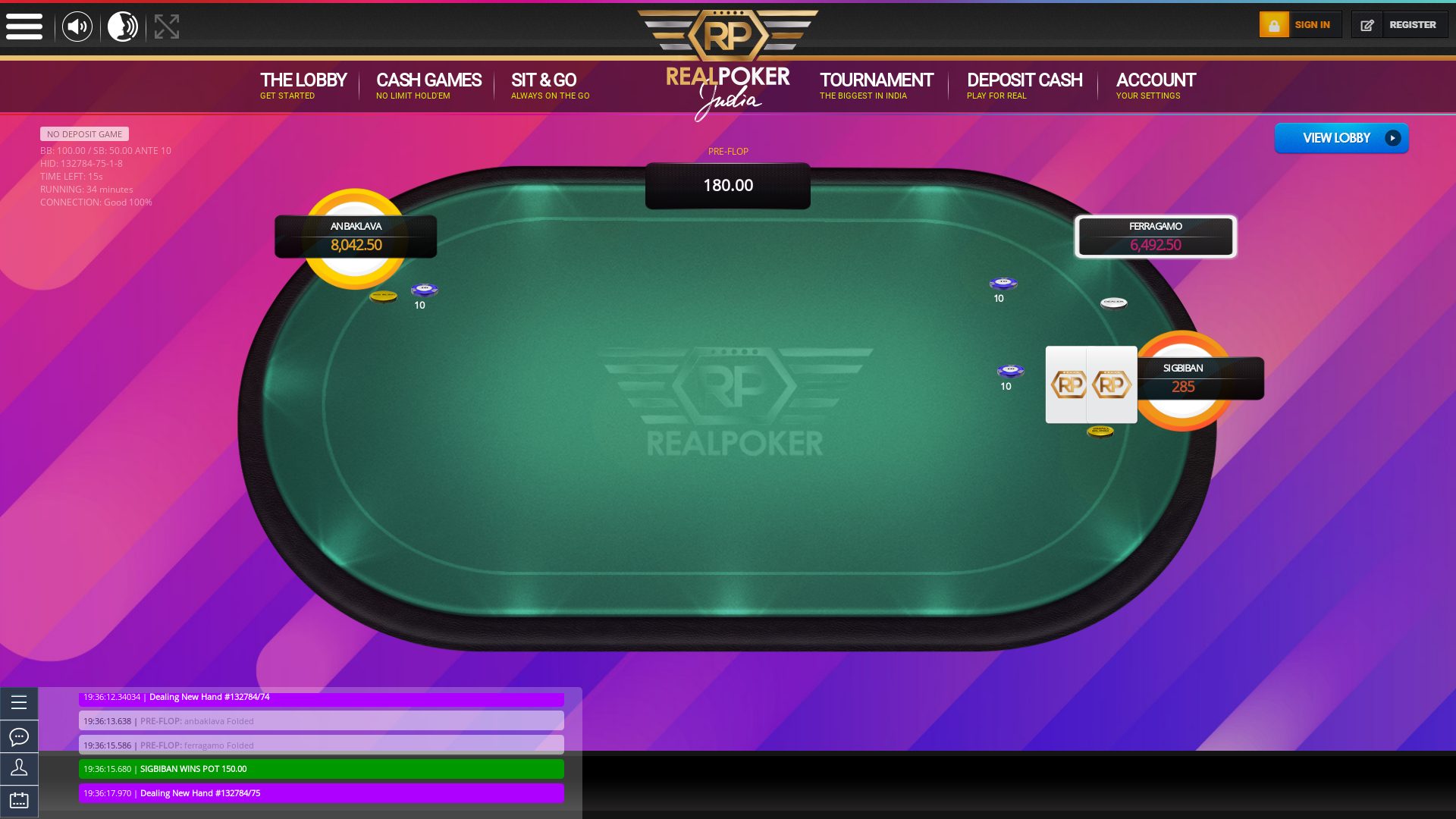 Real poker 10 player table in the 33rd minute