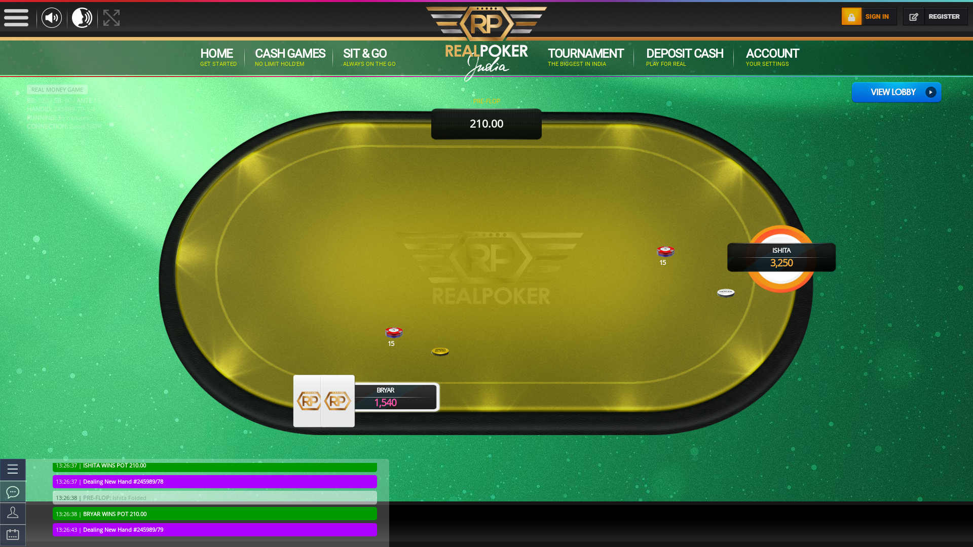 Real poker 10 player table in the 35th minute of the match