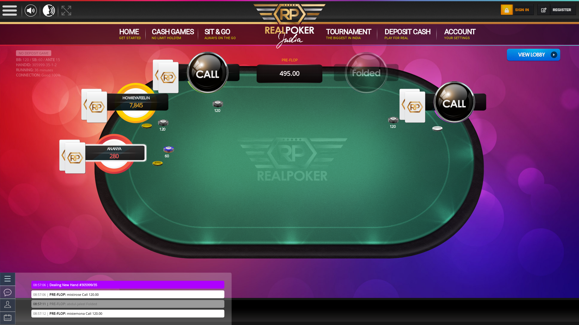 Real poker 10 player table in the 36th minute of the match