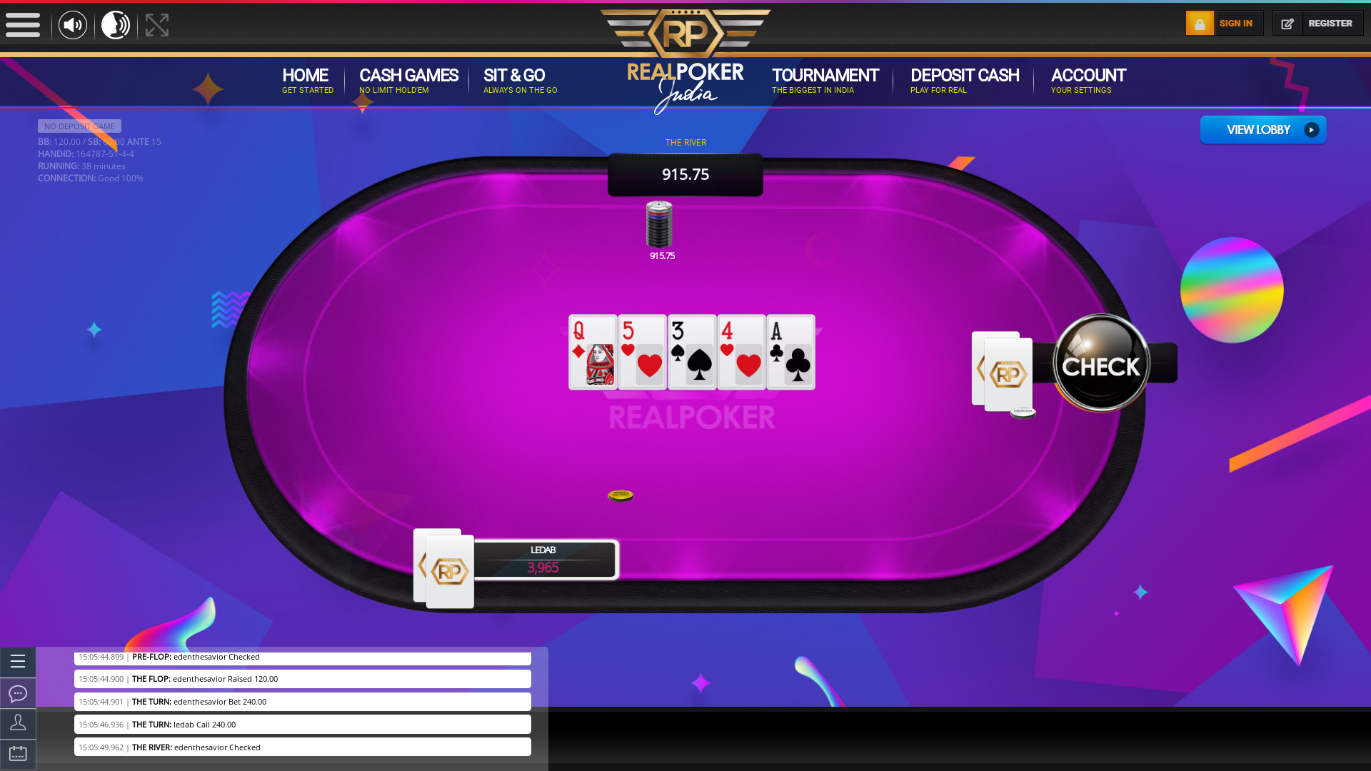 Real poker 10 player table in the 37th minute of the match