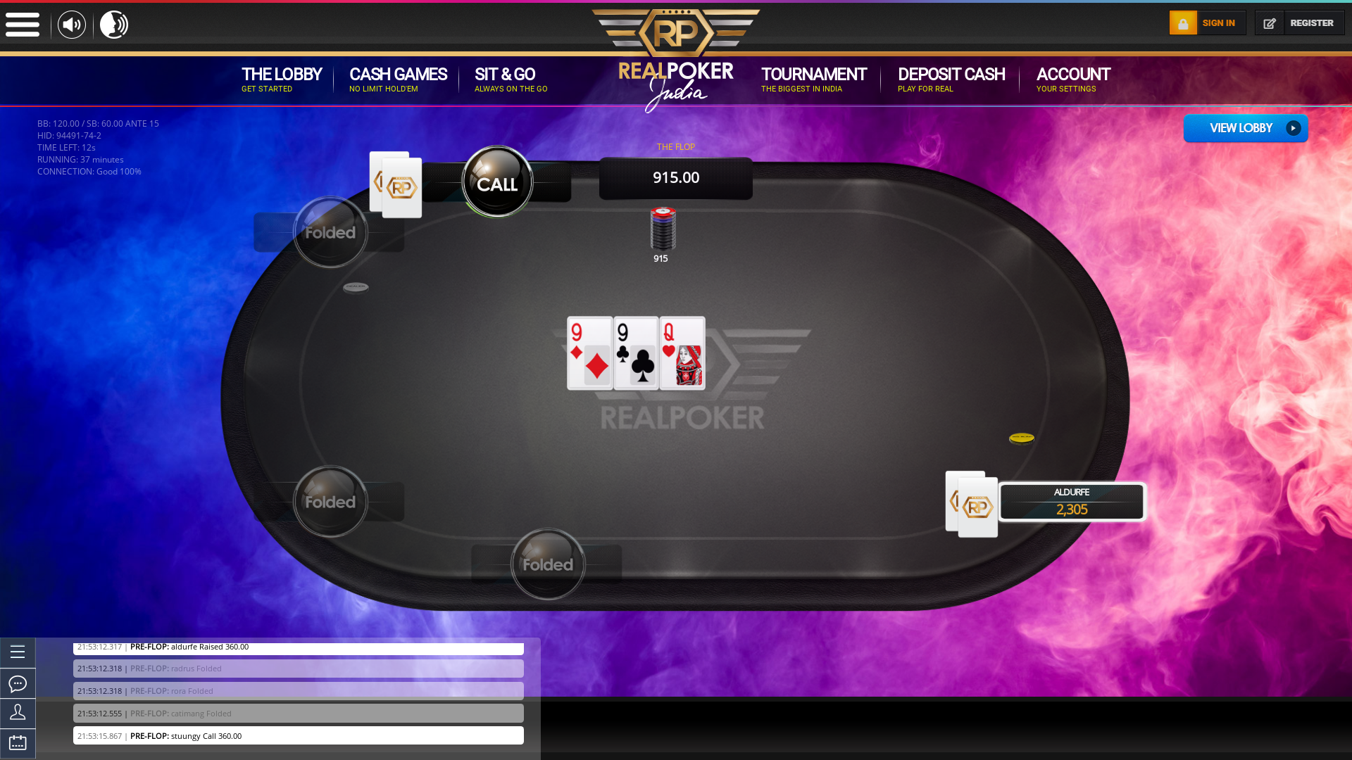 Real poker 10 player table in the 37th minute
