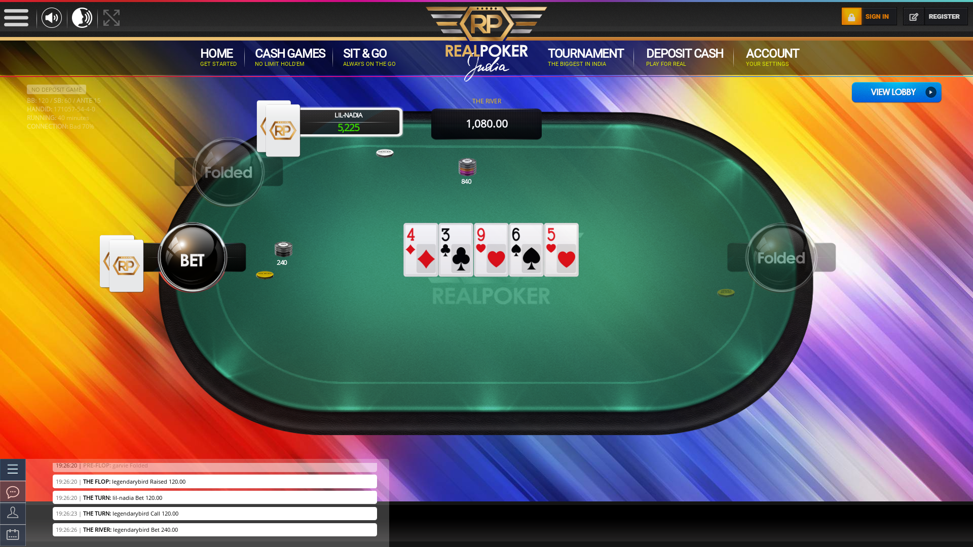 Real poker 10 player table in the 39th minute of the match