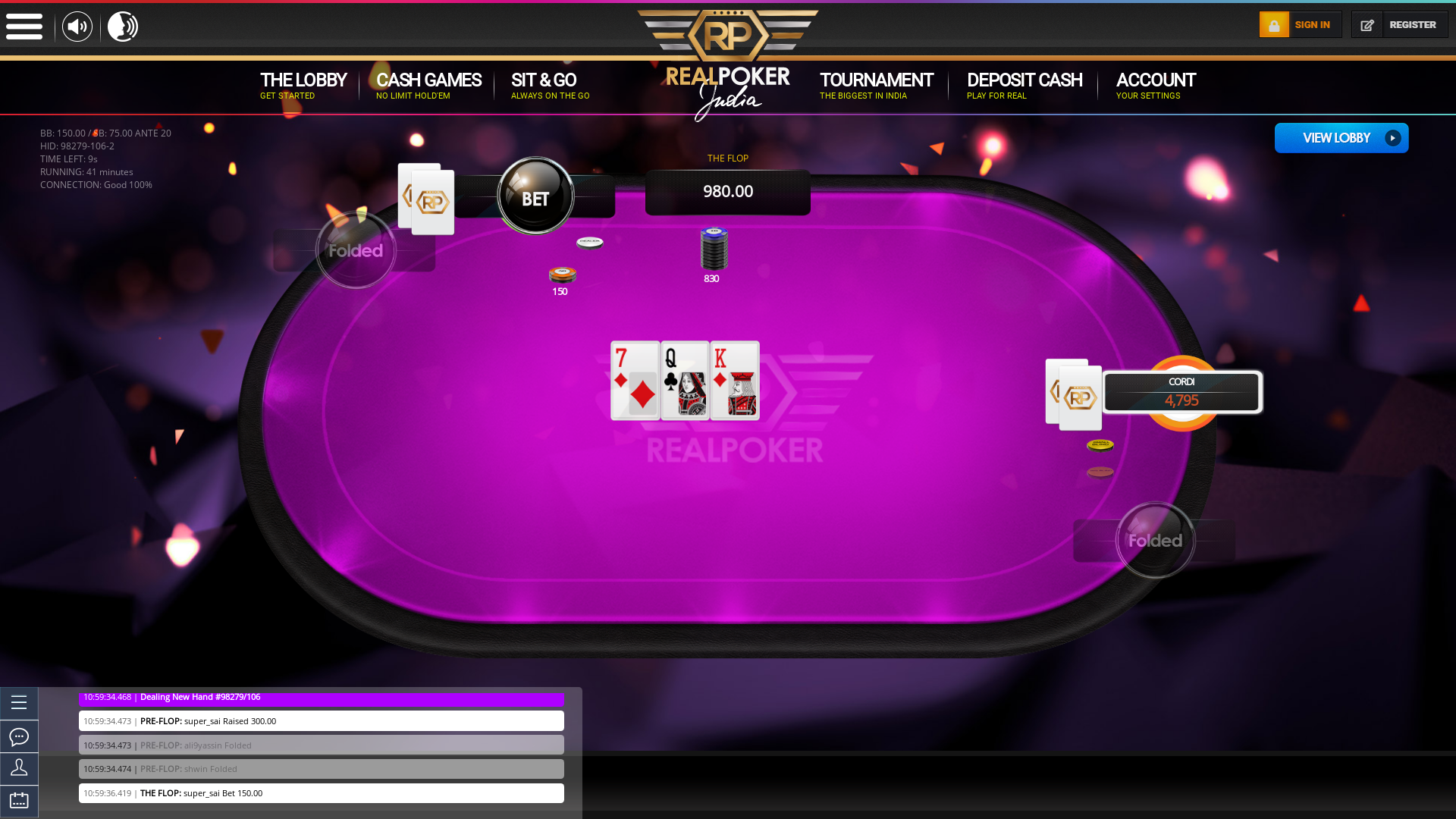 Real poker 10 player table in the 4 match