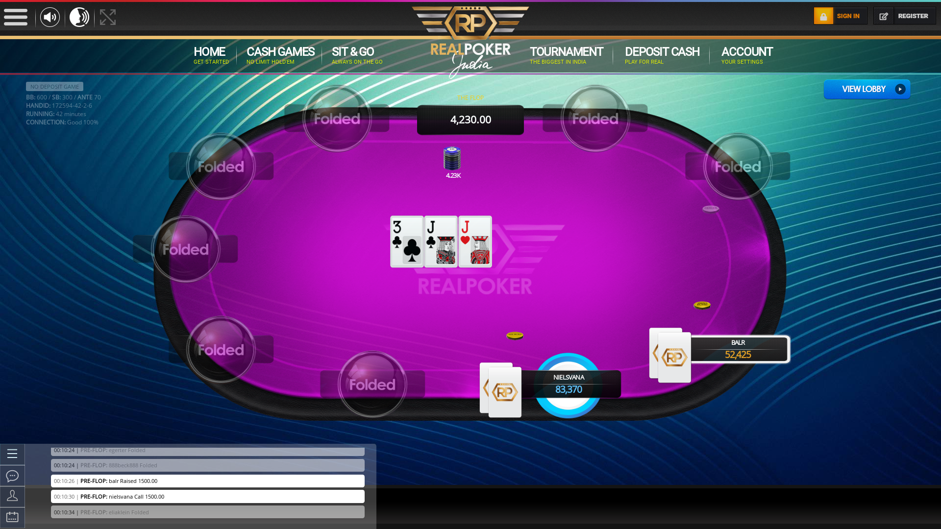 Real poker 10 player table in the 42nd minute of the match