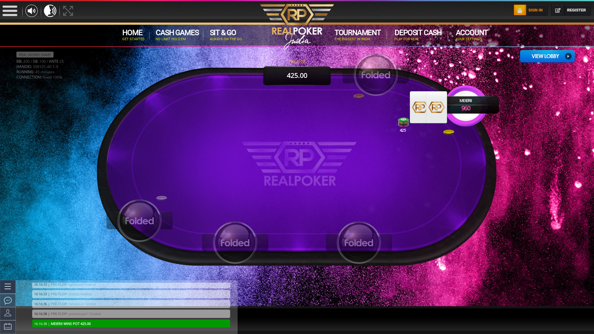 Real poker 10 player table in the 45th minute