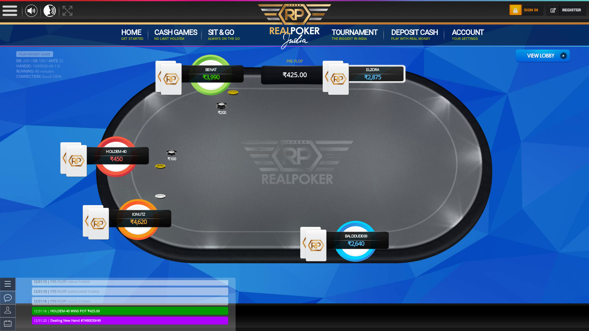 Real poker 10 player table in the 46th minute