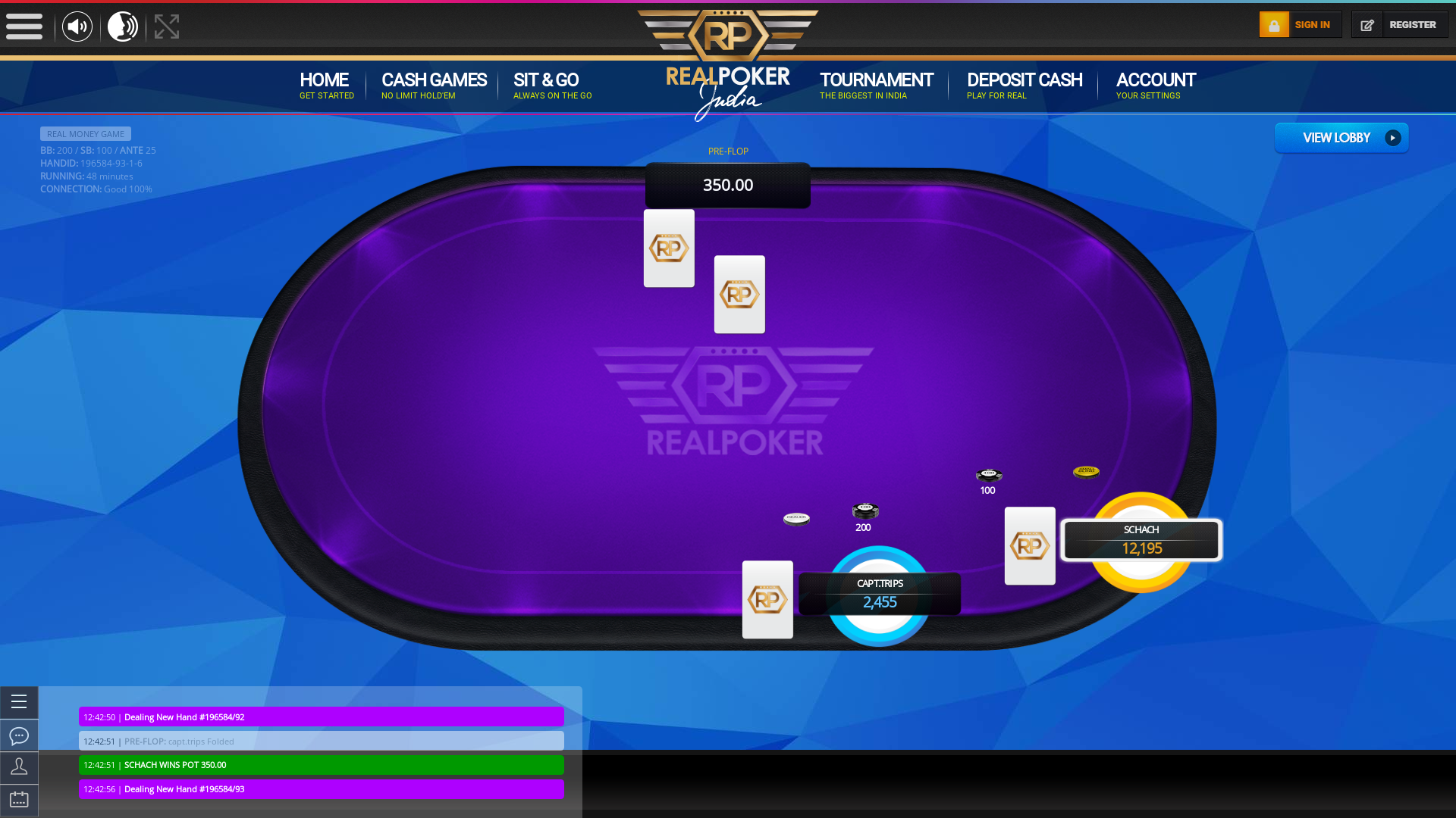 Real poker 10 player table in the 47th minute of the match