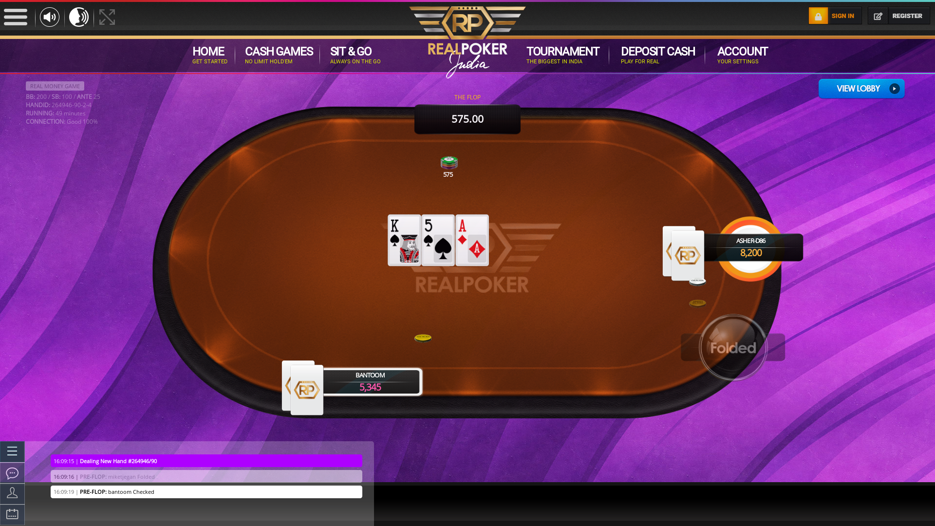 Real poker 10 player table in the 49th minute of the match