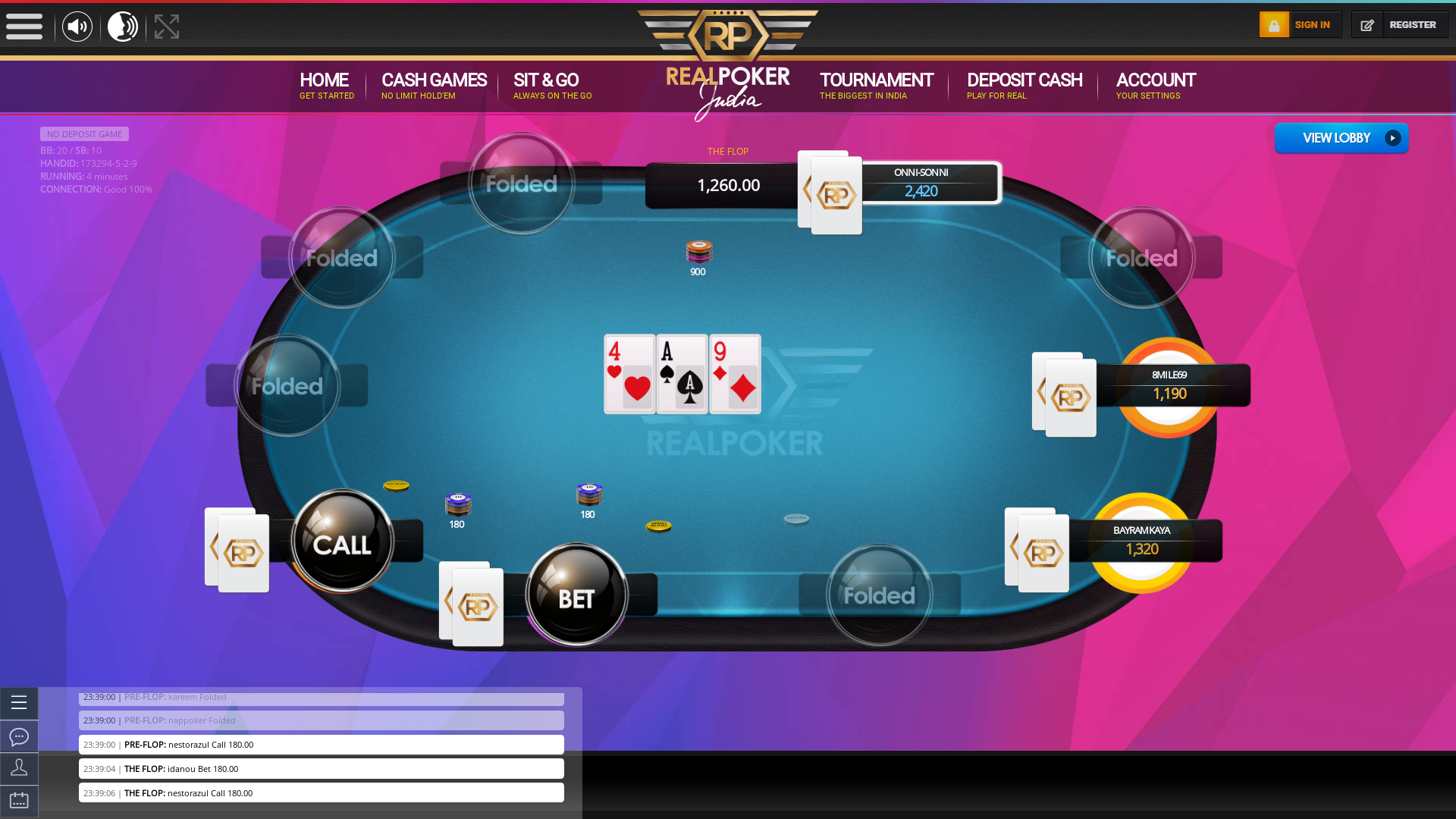 Real poker 10 player table in the 4th minute