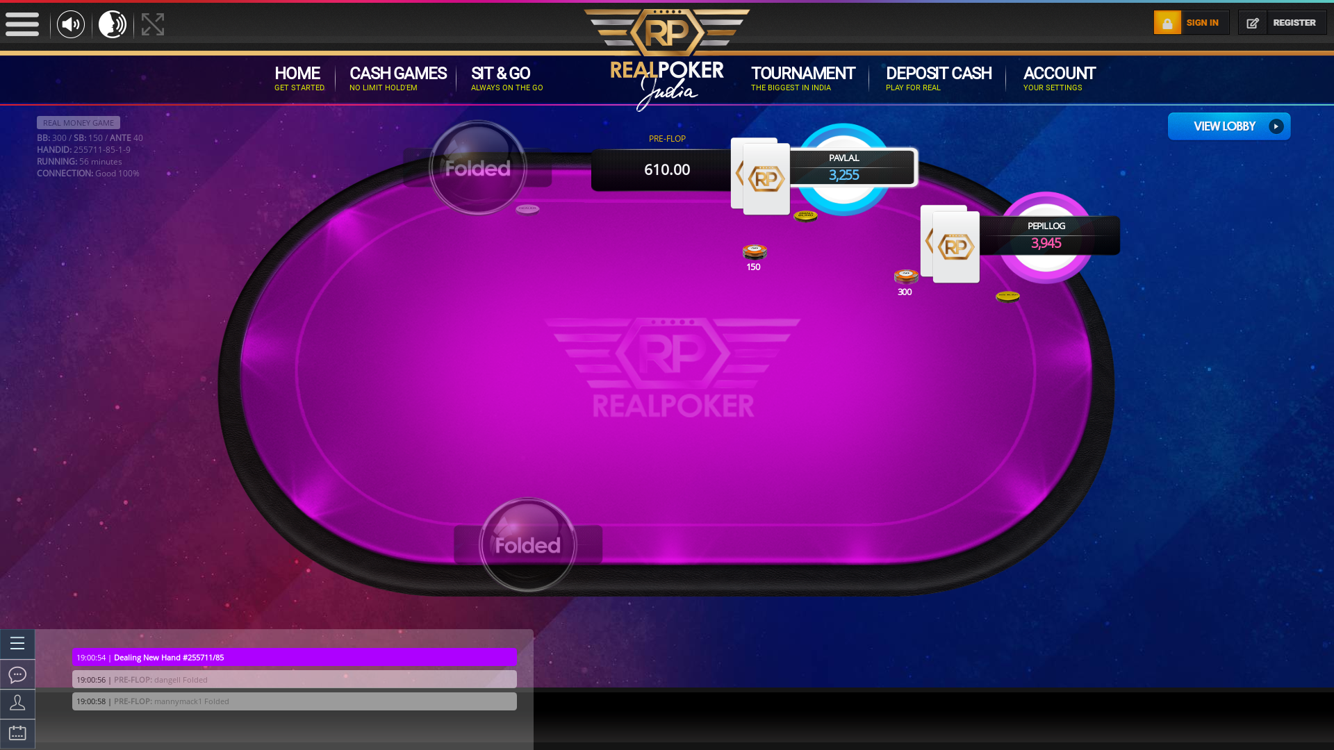 Real poker 10 player table in the 56th minute