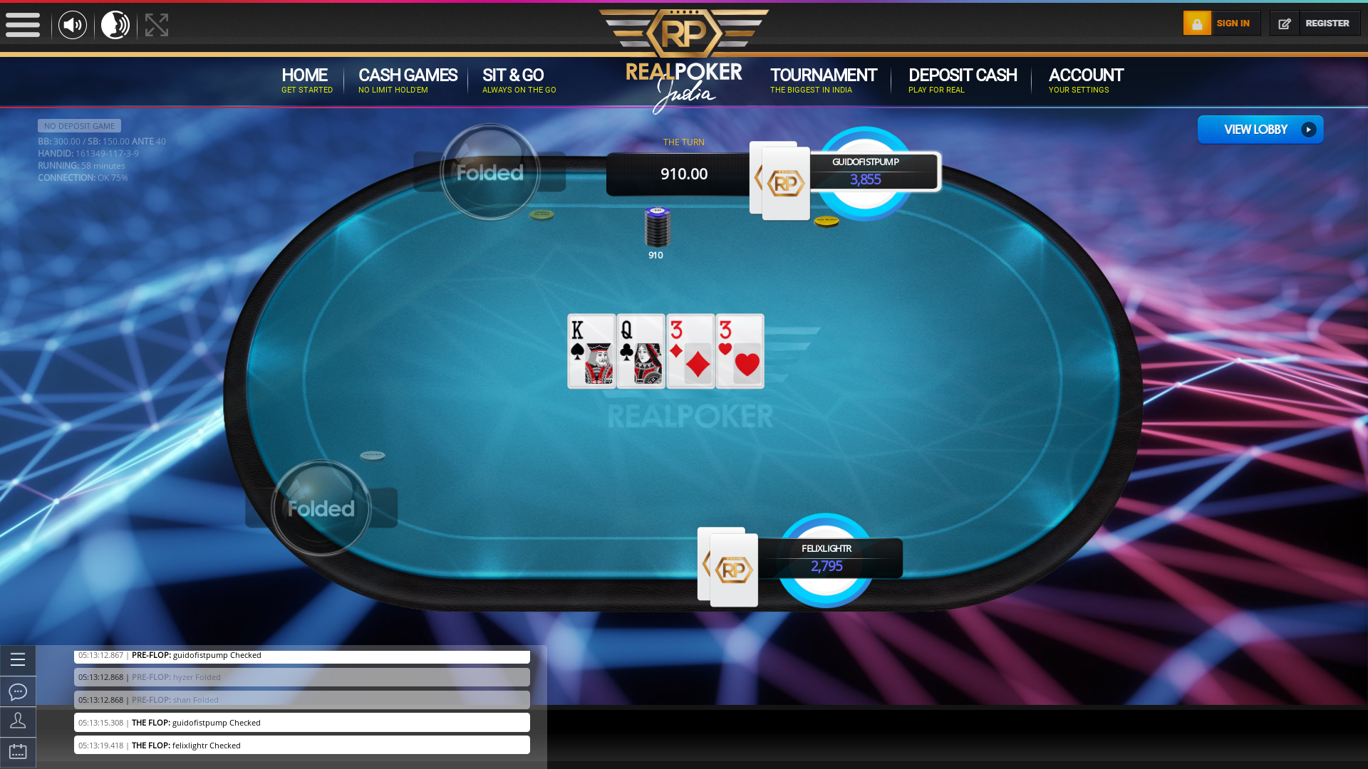 Real poker 10 player table in the 58th minute