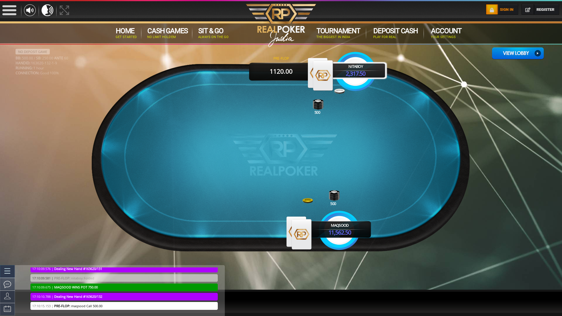 Real poker 10 player table in the 66th minute of the match