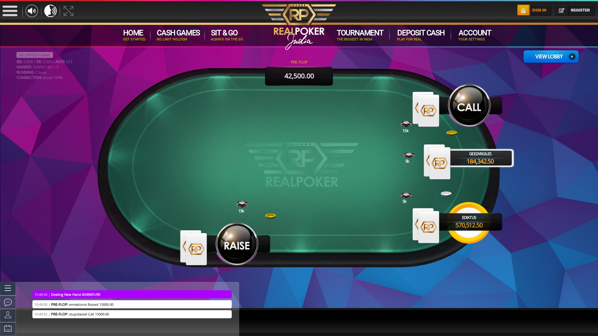 Real poker 10 player table in the 77th minute of the match