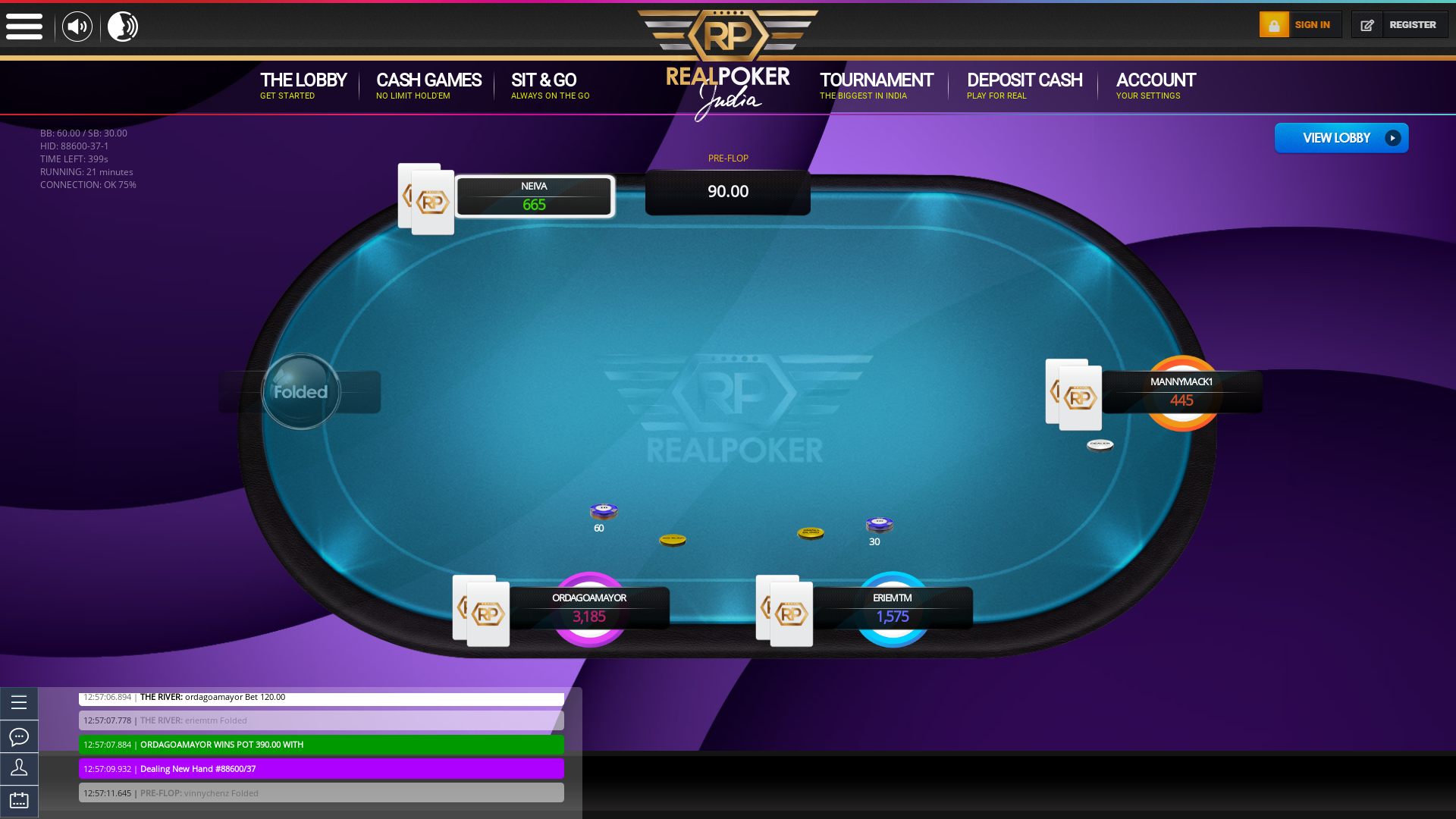 Real poker 6 player table in the 21st minute
