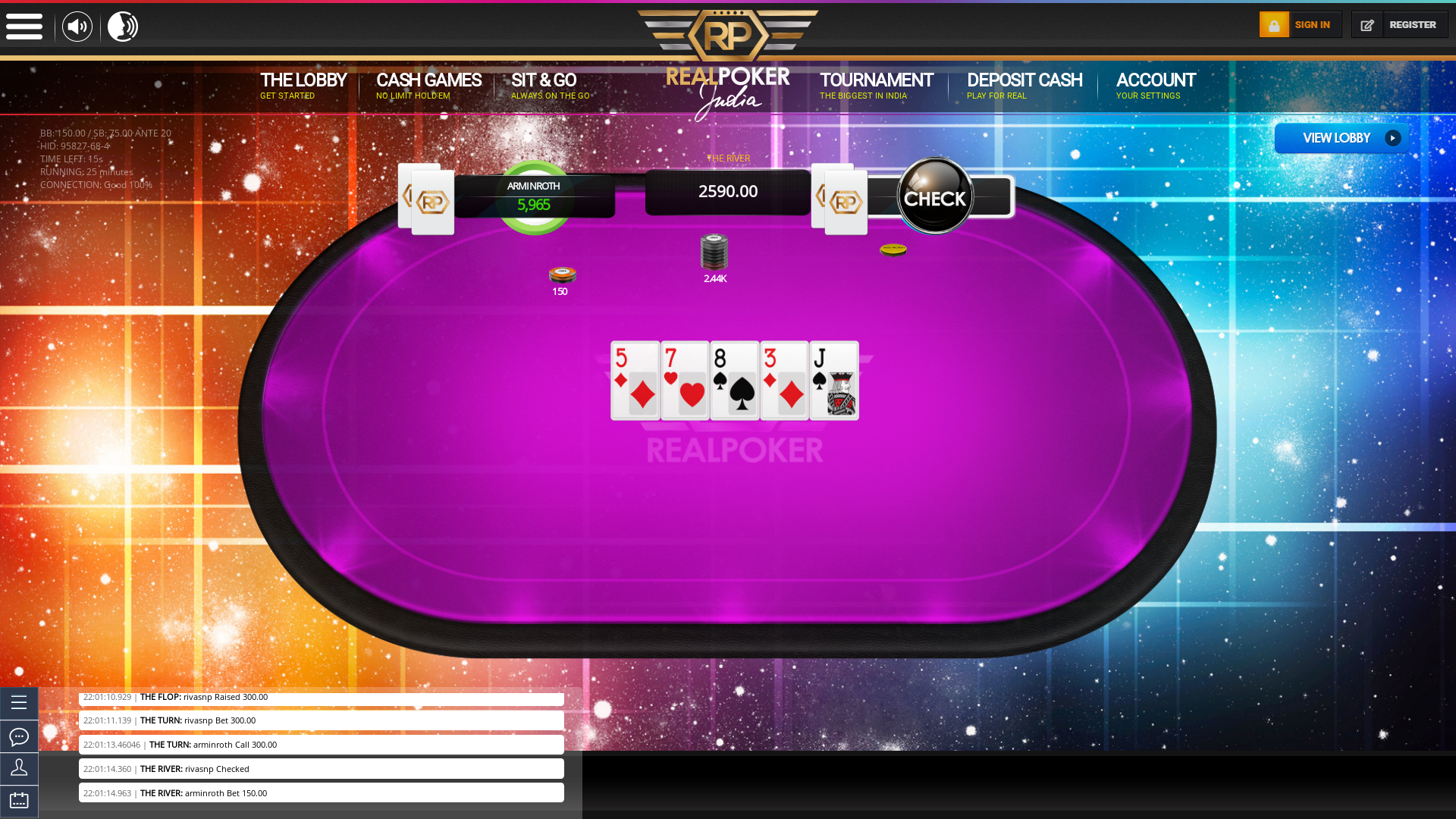Real poker 6 player table in the 25th minute of the match