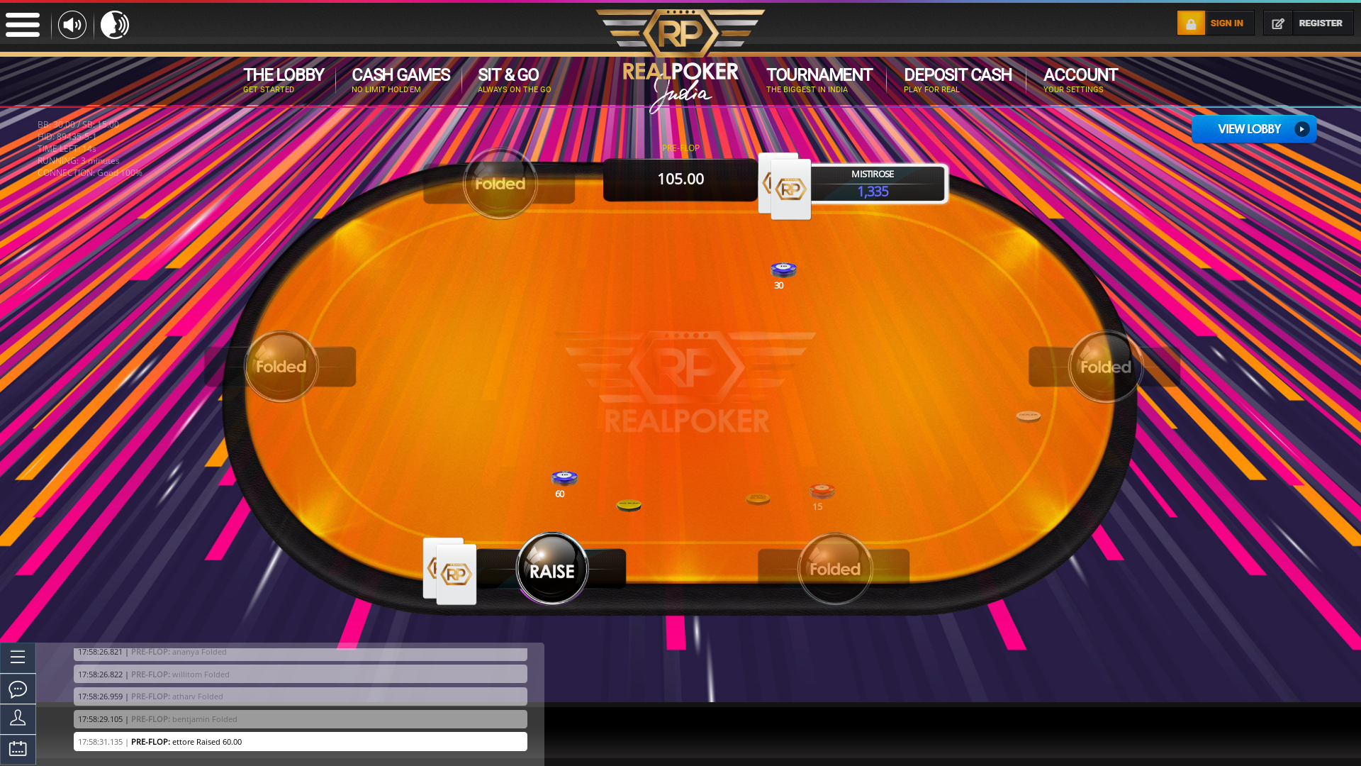Real poker 6 player table in the 3rd minute