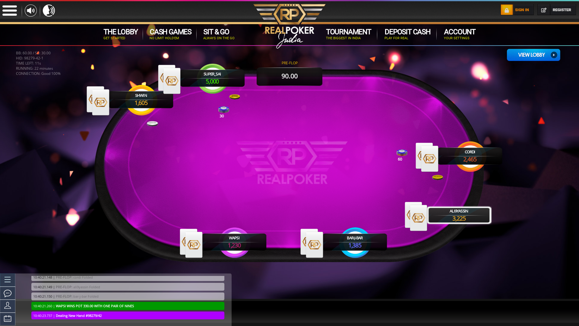 Salcette texas holdem poker table on a 10 player table in the 22nd minute of the meeting