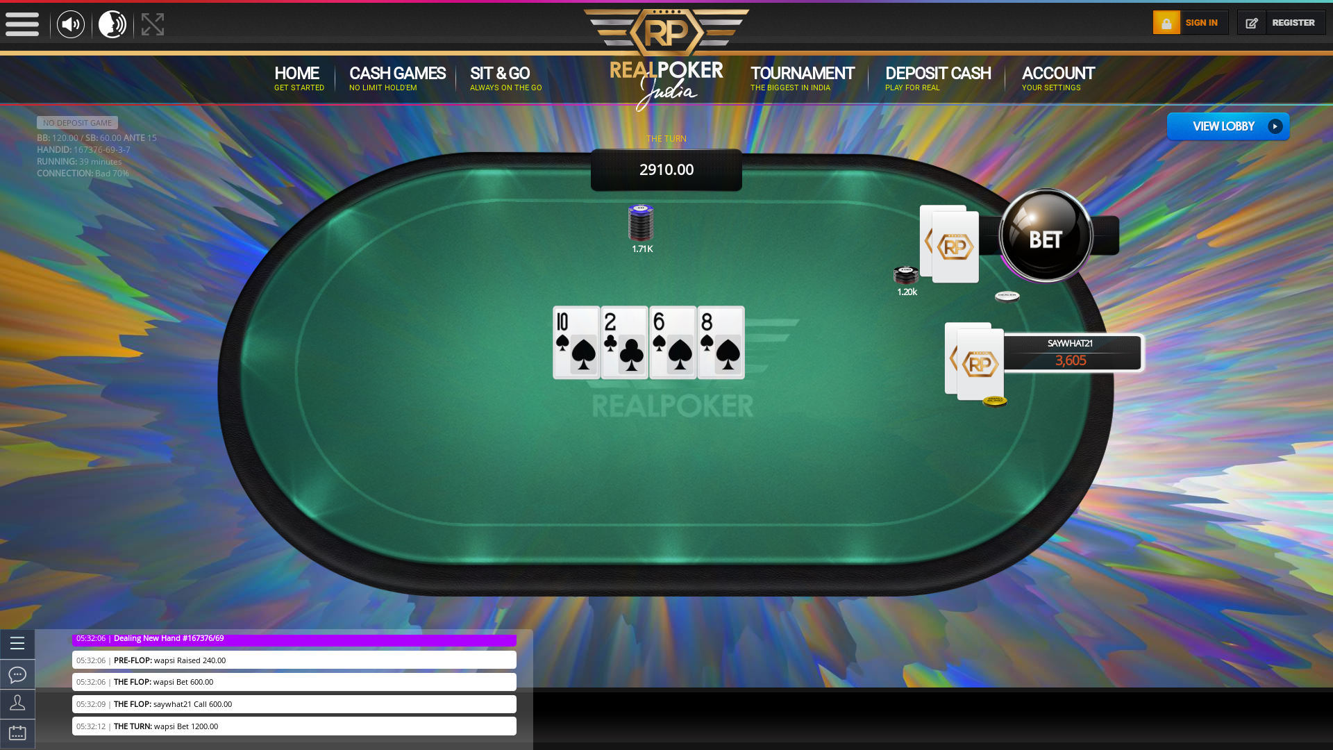 saywhat21 playing online poker on the Panaji table
