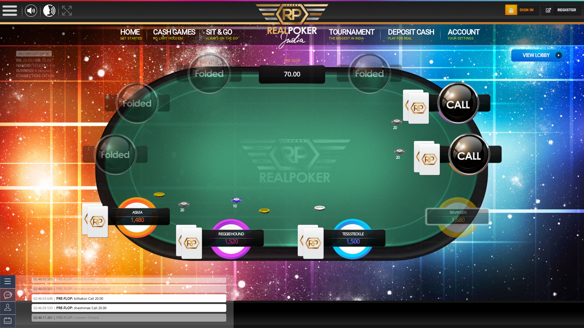 shivani_straight playing online poker on the Bardez table