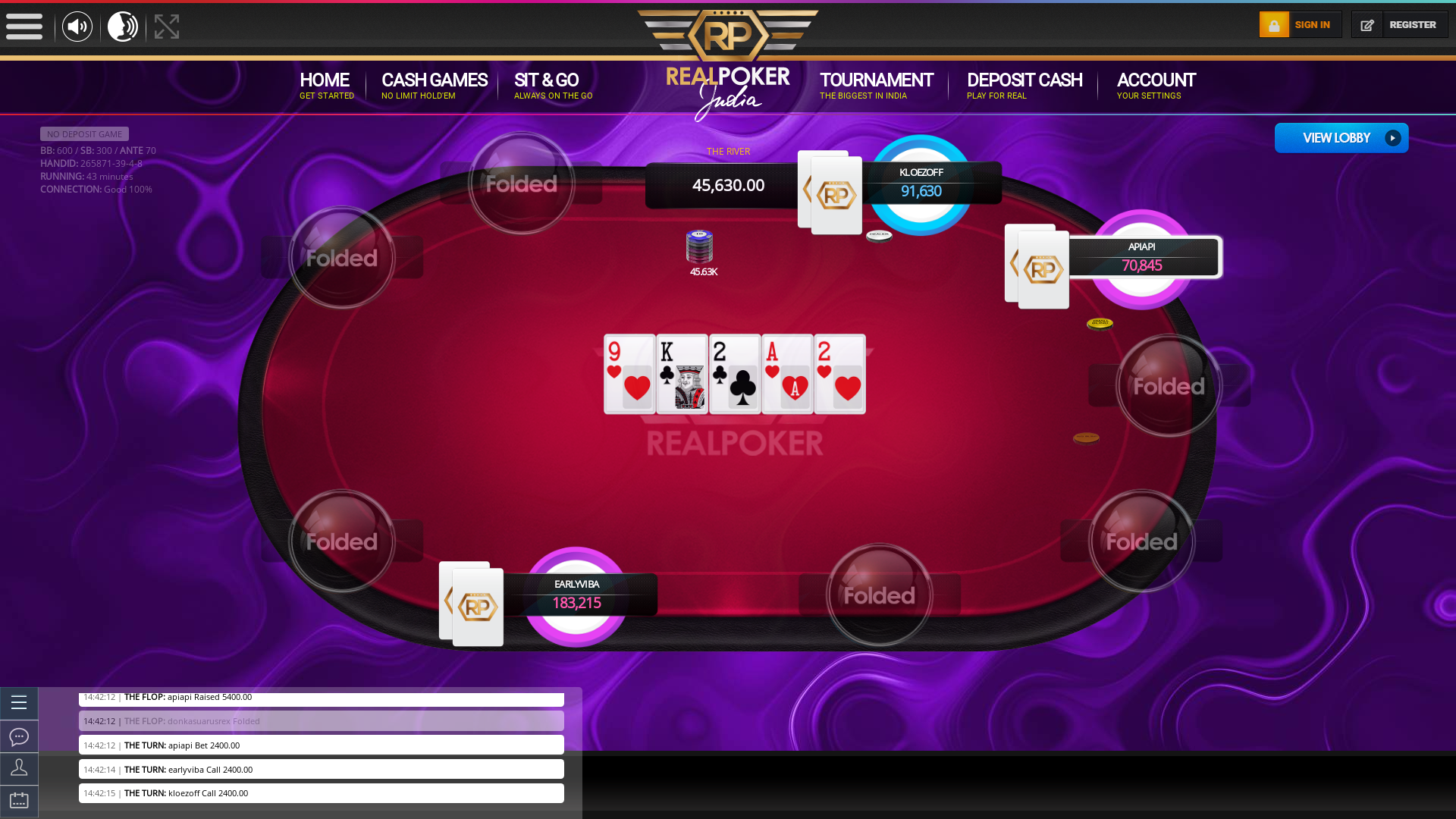 Vashi, Navi Mumbai poker table on a 10 player table in the 43rd minute