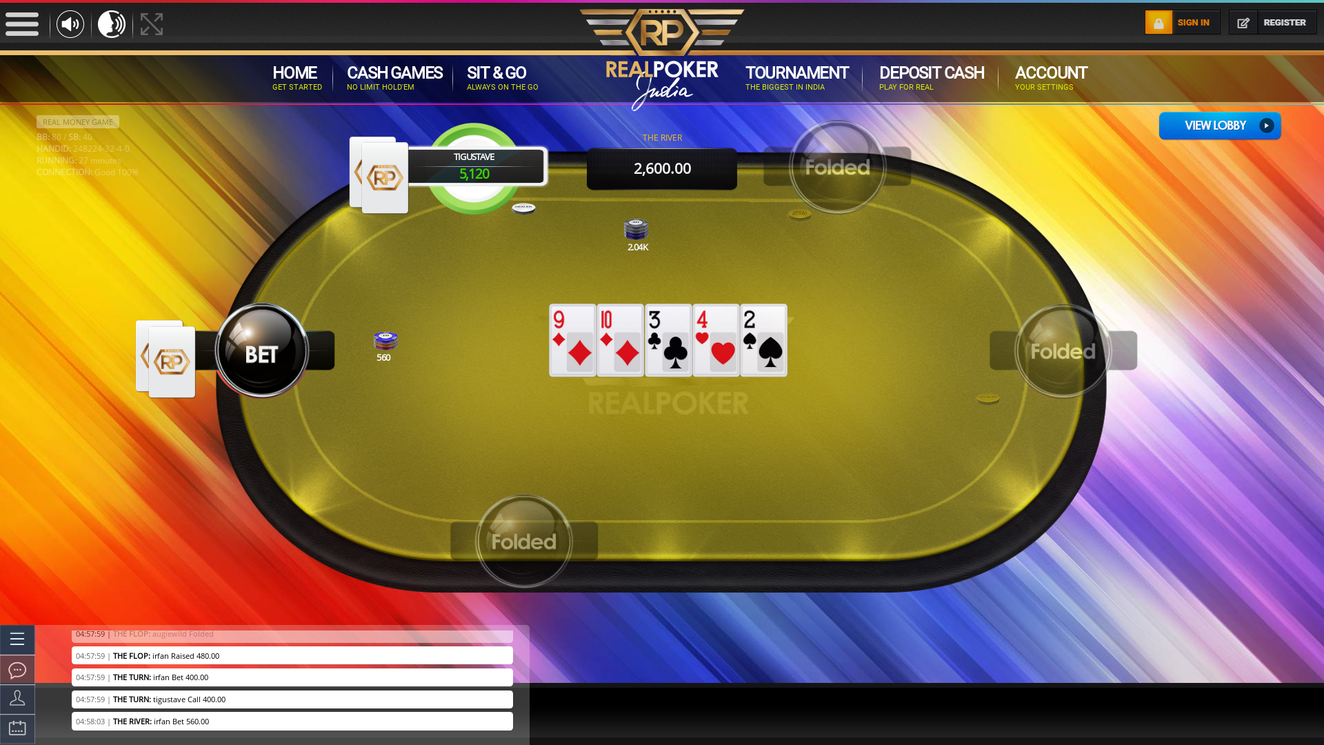 Vijayanagar, Bangalore texas holdem poker table on a 10 player table in the 27th minute of the game